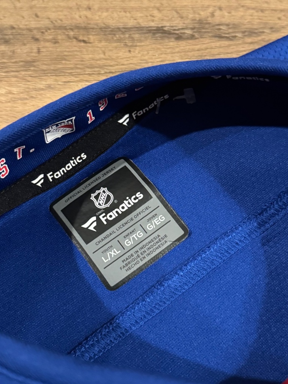 Fanatics New York Rangers Youth Breakaway Home Jersey L/Xl Blue NHL Hockey Shirt - Picture 5 of 6